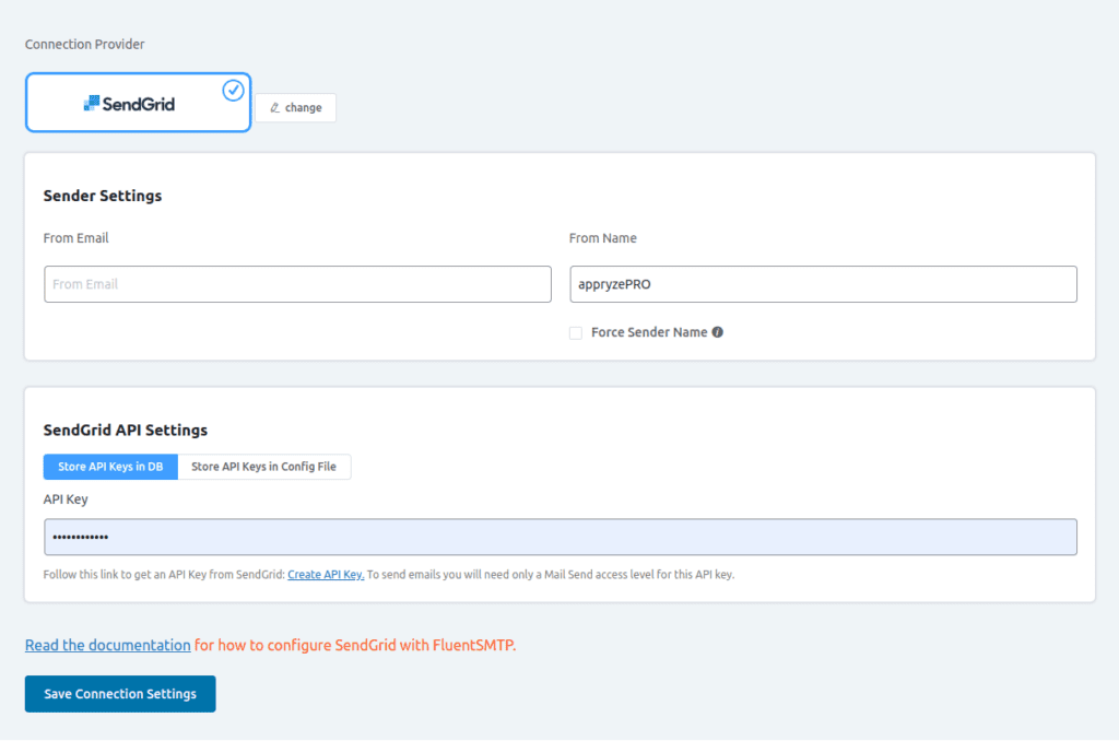 SendGrid Sender Settings page.